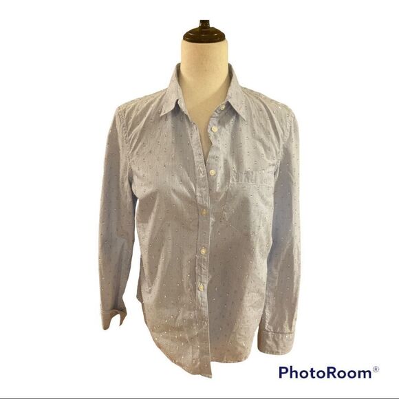 Gap Sparkle Striped Boyfriend Shirt - Picture 1 of 12